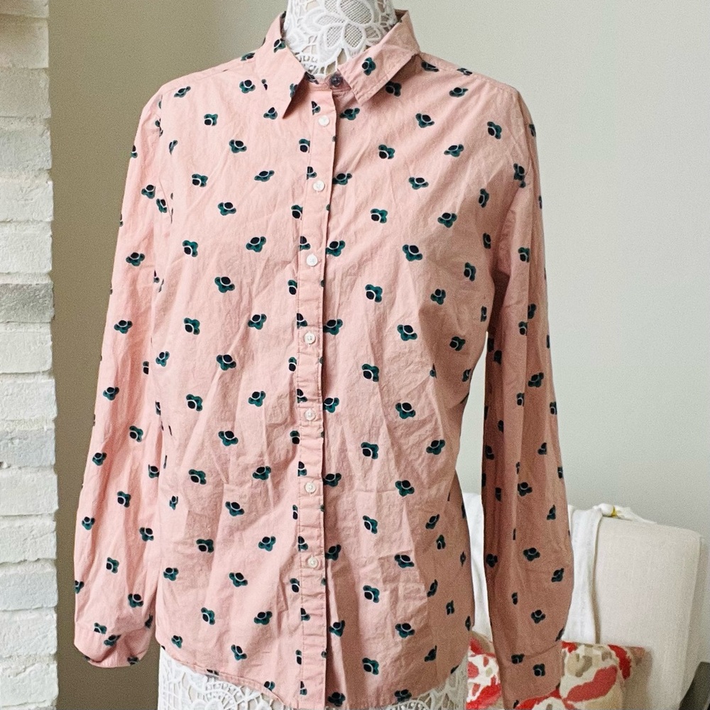EUC Boden pink floral long sleeve button down